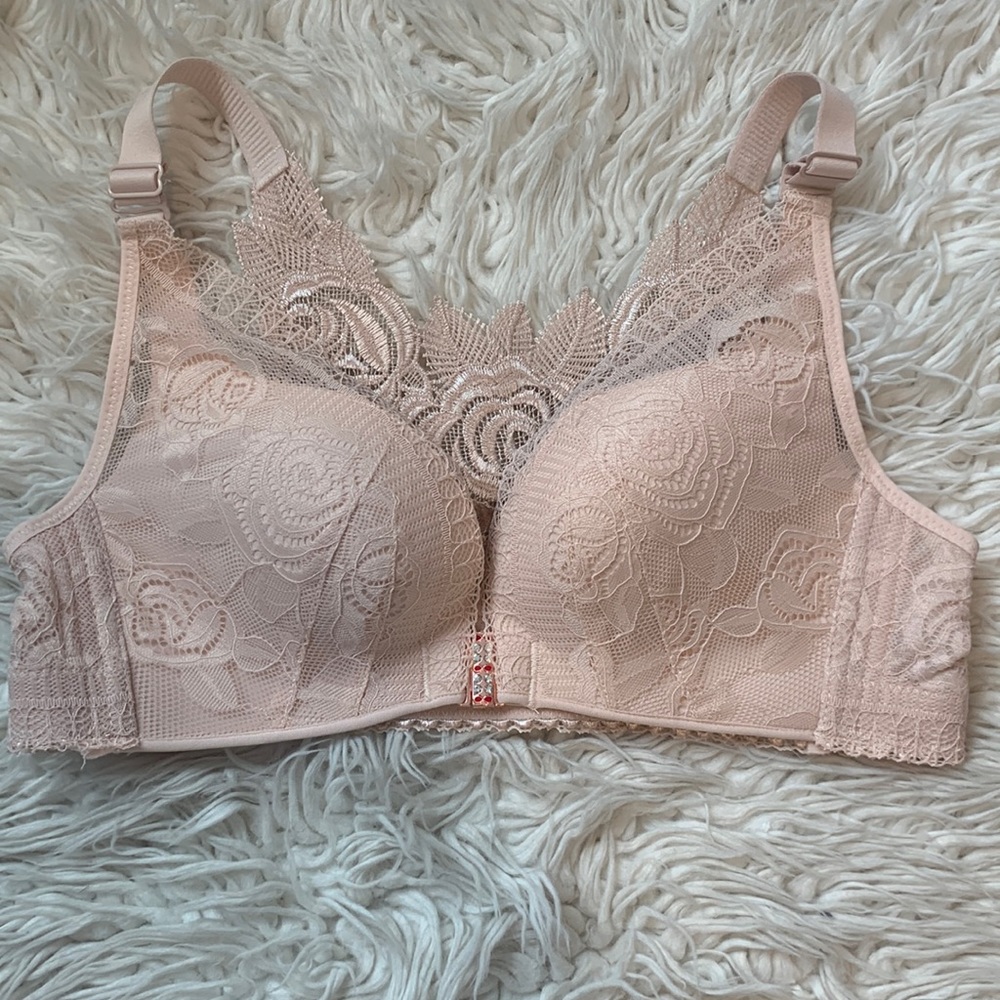 Floral Pink Embroidered Bralette 36B
